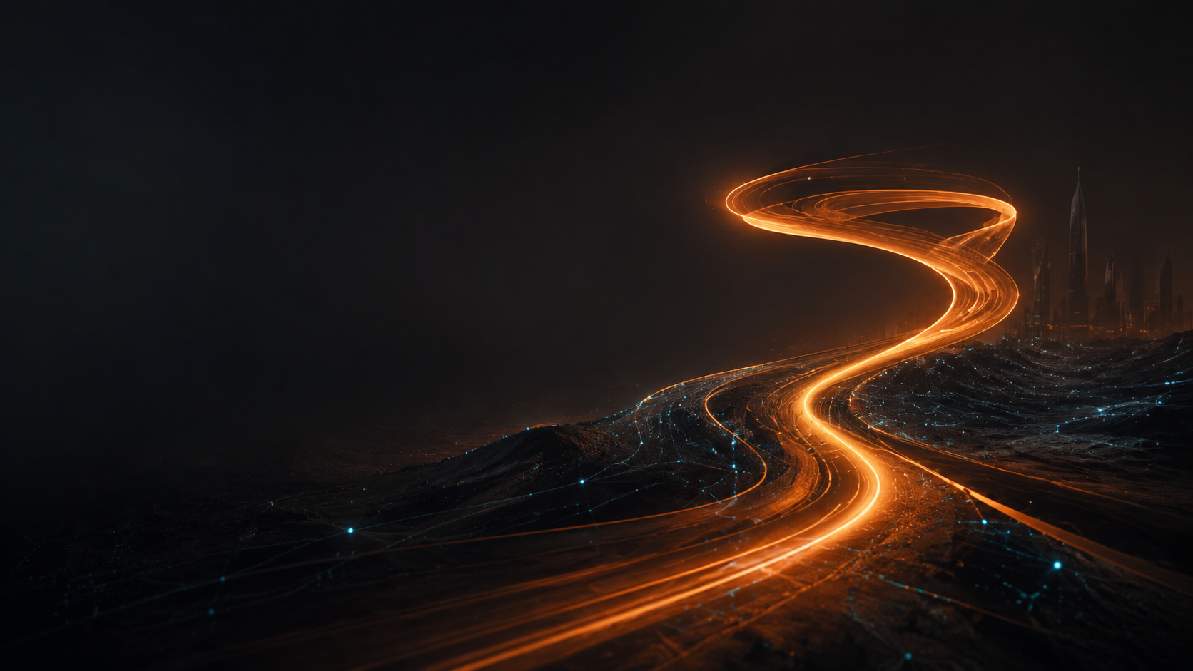 Abstract glowing route system created for Racore